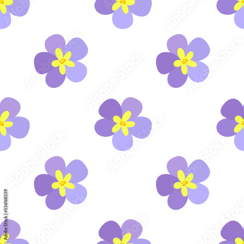 Cute violet flowers. Floral seamless pattern.