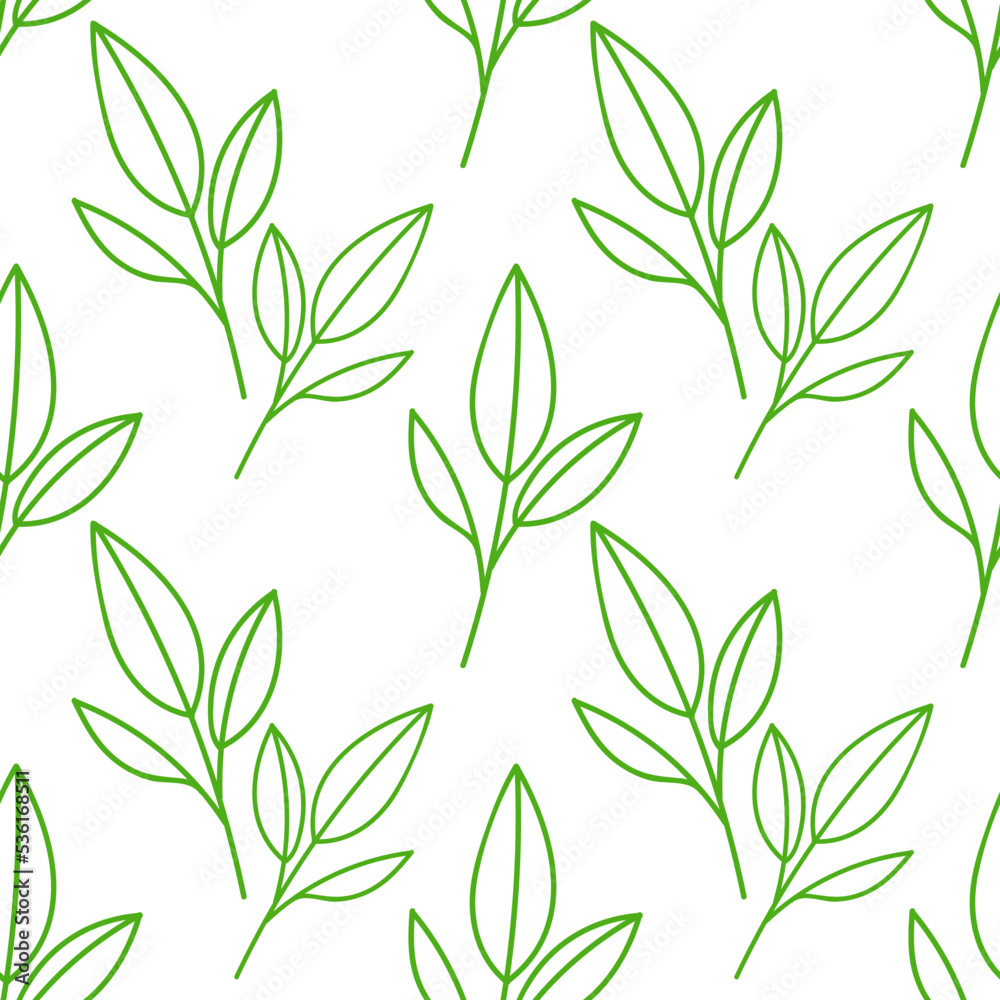Obraz premium Simple green leaves. Elegant floral seamless pattern. 