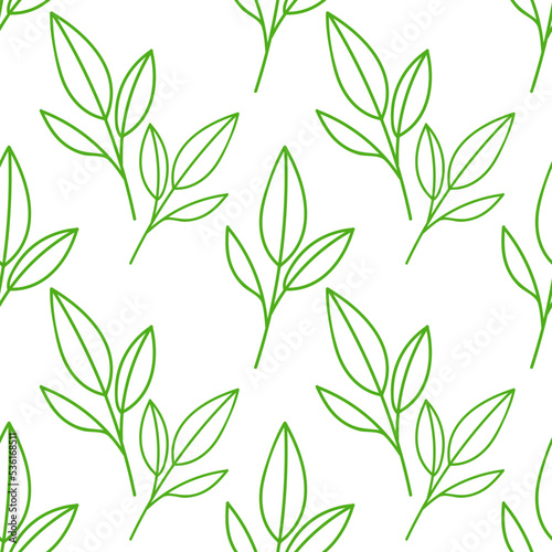 Fototapeta Naklejka Na Ścianę i Meble -  Simple green leaves. Elegant floral seamless pattern. 
