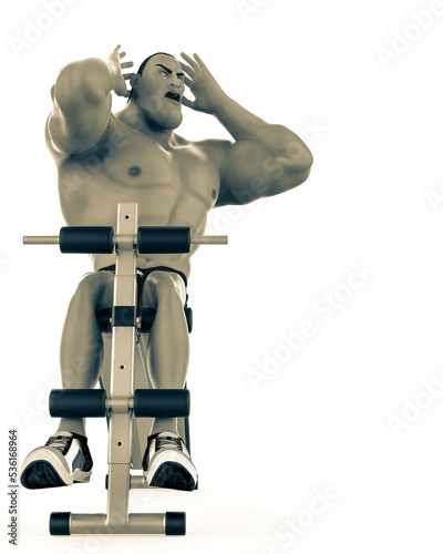 muscle man cartoon in an white background