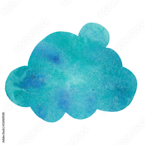 watercolor stain in the shape of a cloud. Isolated element for design, decoration, printing on paper, stickers, cards, invitations. Template for text.