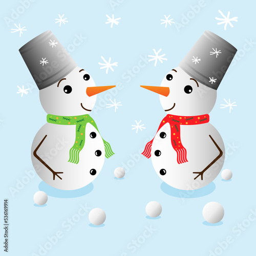 snowman, snowman with snowflakes and snowballs, christmas picture, christmas picture