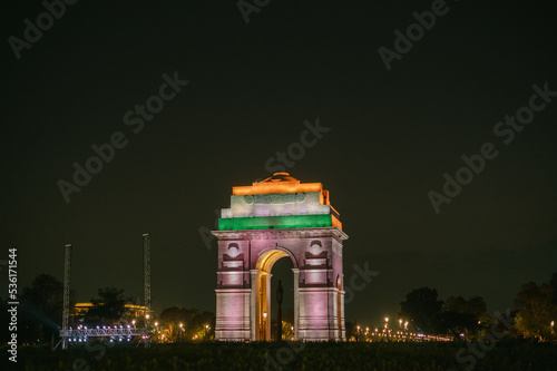  India gate during the night at New Delhi, India. photo