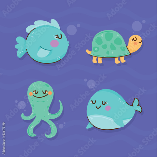 four cute animals characters