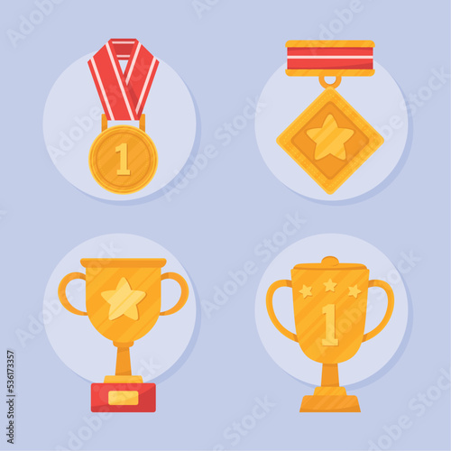 four prize awards icons