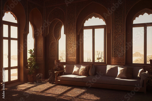 interior of a mosque  middle eastern  morocco building interior background  3d render  3d illustration  digital illustration  digital painting  cg artwork  realistic illustration  