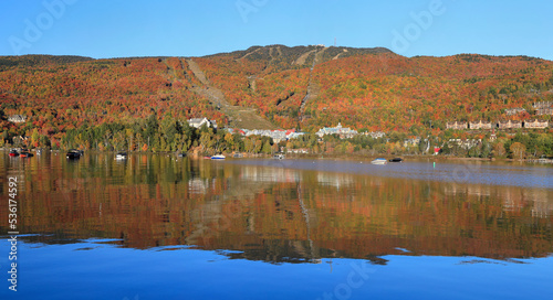 Panoramic view of Mont Tremblant autumn colors, Canada