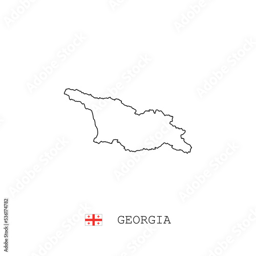 Georgia vector map outline  line  linear. Georgia black map on white background. Georgia flag
