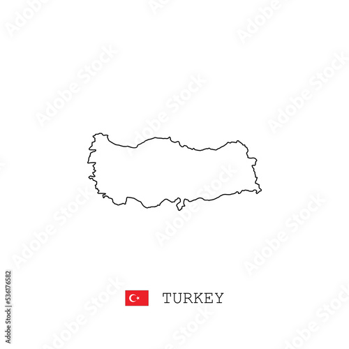 Turkey vector map outline, line, linear. Turkey black map on white background. Turkey flag photo