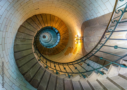 Pointe de Penmarc'h - brittany - France - Lighthouse Phare Eckmühl innerside stairs to the top