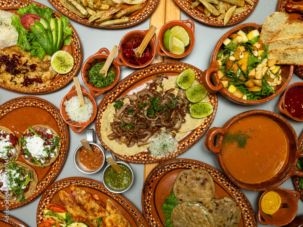 collage of a variety of mexican food