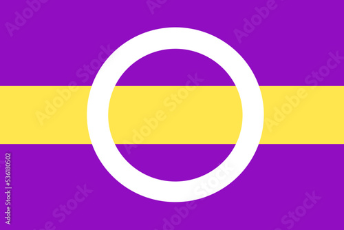 Intergender flag pride vector illustration. Gender identity for some Intersex people ( with male and female sex characteristics) who identify between or mix of binary genders of man and woman. LGBTQ+.
