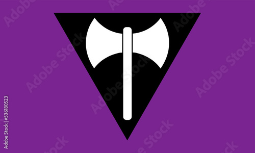 Lesbian labrys pride flag symbol vector illustration. Woman love female. Lady girl relationship. Feelings between lesbian partners. Support rights and sexual diversity. Symbol is part of LGBTQ+ pride.