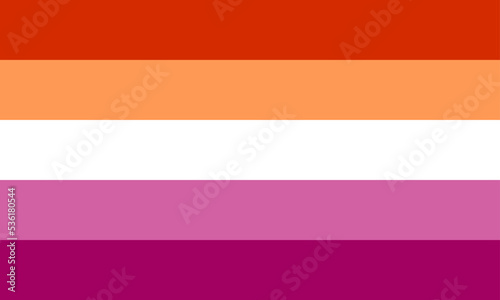 Lesbian flag symbol vector illustration. Woman love female. Lady and girl relationship. Strong feelings between lesbian partners. Support rights and sexual diversity. Symbol is part of LGBTQ+ pride. 