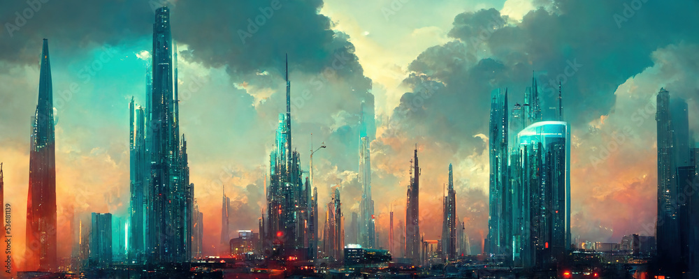 Cyberpunk town, futuristic city, dystoptic artwork, 4k wallpaper