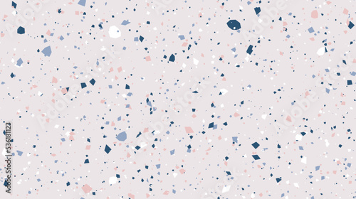 Terrazzo seamless pattern. Repeating floor texture. Pastel mosaic background. Trendy surface and textile design. Vector