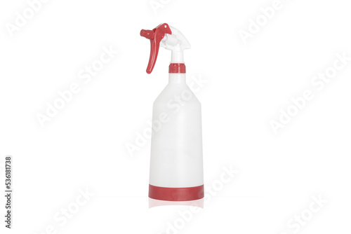 Pressure Hand red sprayer for plants on a white background with red pump,white background
