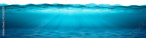 Ocean underwater with water surface.