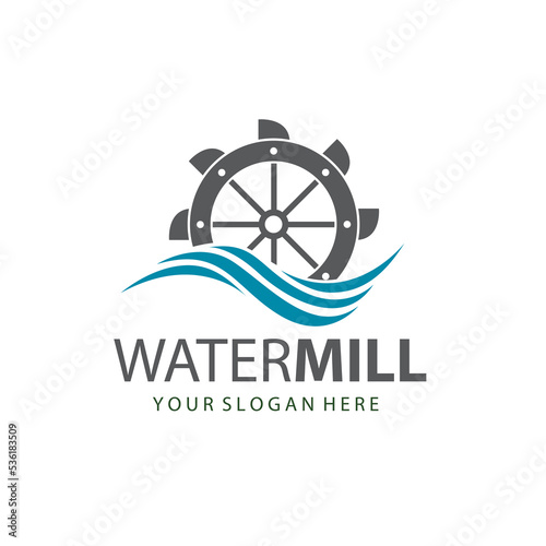 illustration of water mill wheel isolated on white background