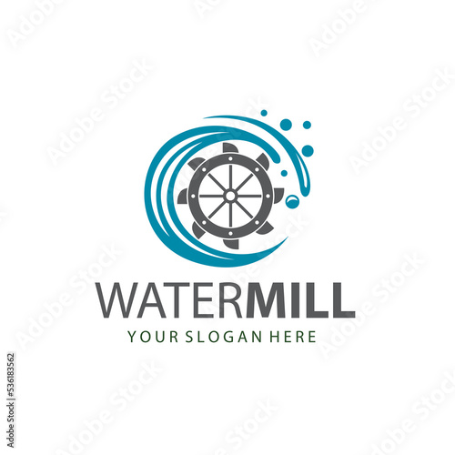 Obraz na płótnie illustration of water mill wheel isolated on white background