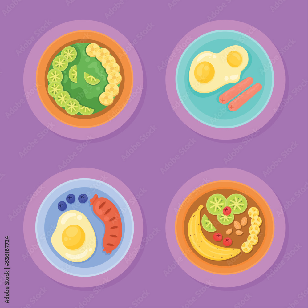 breakfast menu four icons breakfast menu four icons