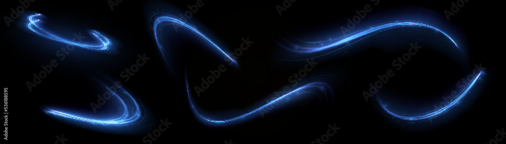 Blue light trail, wave speed, trace line twirl Blue light trail, wave speed, trace line twirl