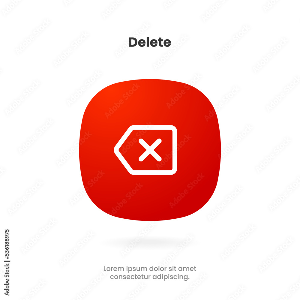 3d red trash, delete, cleaning, clean, erase, cross, backspace icon ...