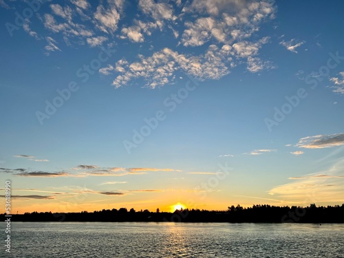 sunset over the river