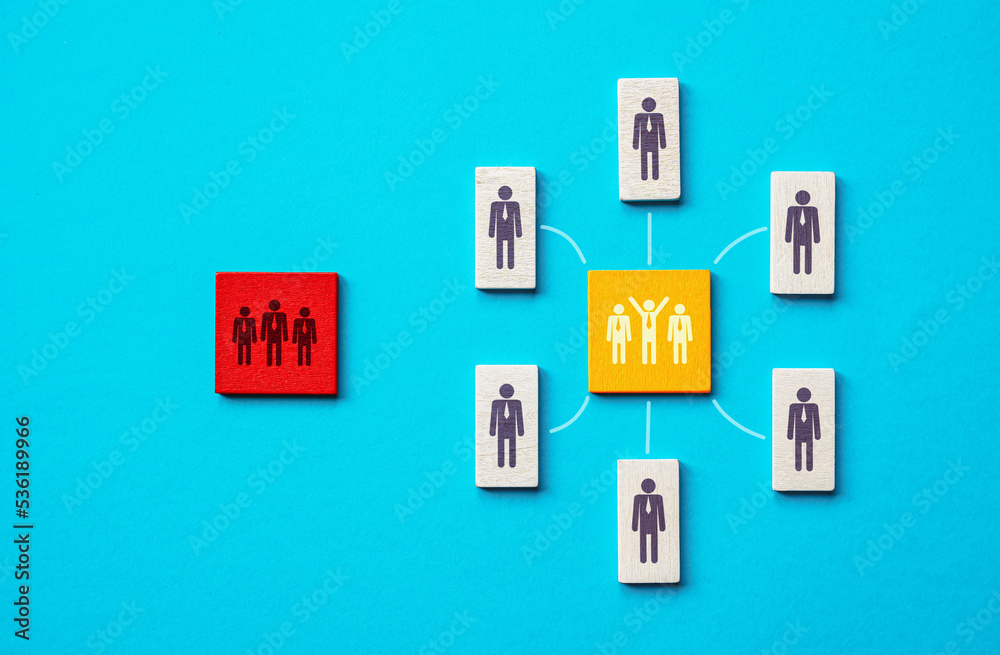 People gather around a successful business team. Investors are interested in the company's success. Enlist support, customer acquisition. Competition for deal contract. Attract new workers People gather around a successful business team. Investors are interested in the company's success. Enlist support, customer acquisition. Competition for deal contract. Attract new workers