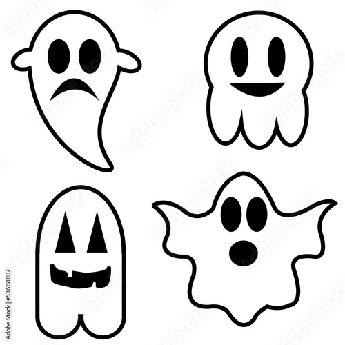 set of funny cartoon ghost