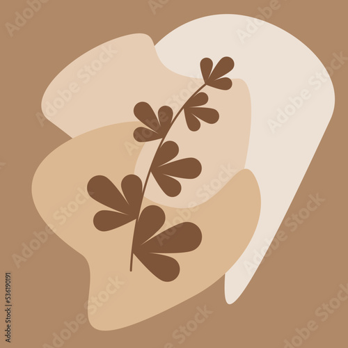 Abstract decoration with shapes and branch in flat technique vector illustration 
