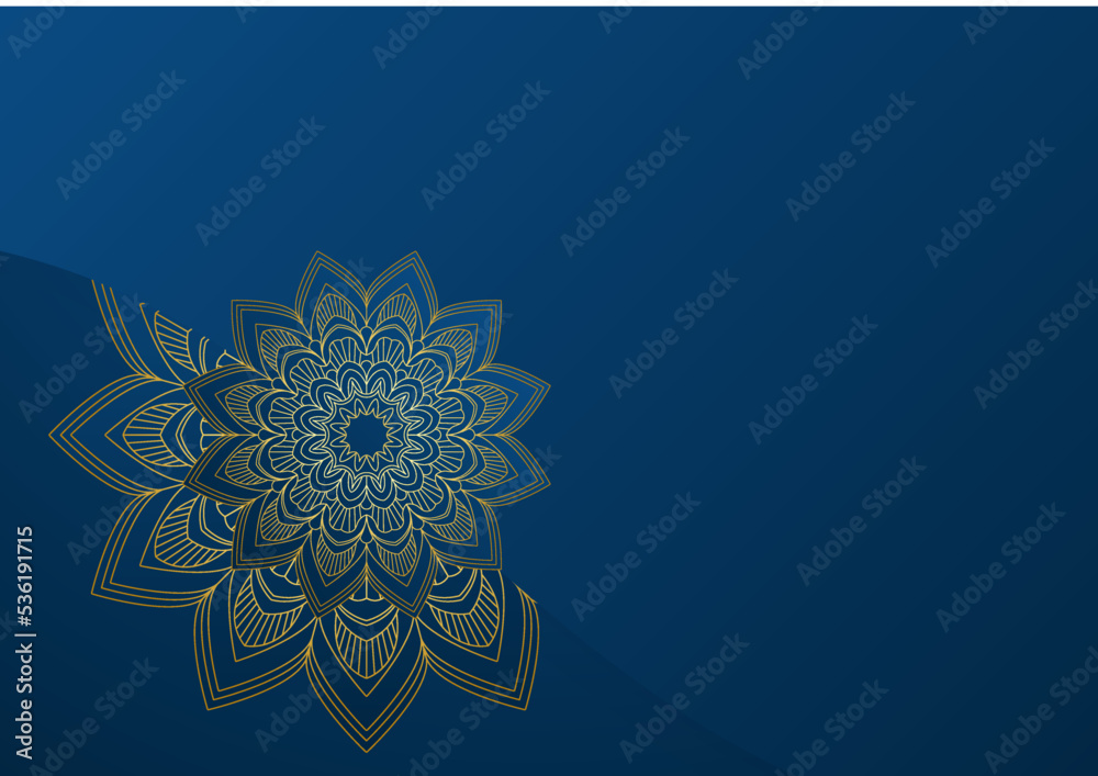 Gold and blue ornamental mandala background