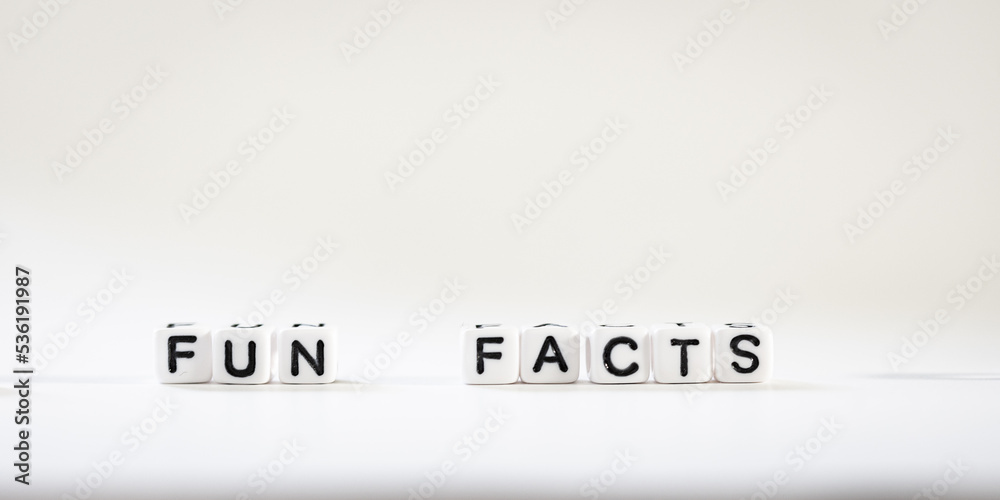 Text Fun Facts assembled by small, white letter cubes. Text Fun Facts assembled by small, white letter cubes.