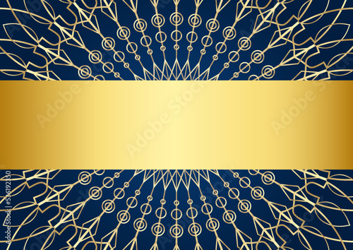 Gold and blue ornamental mandala background