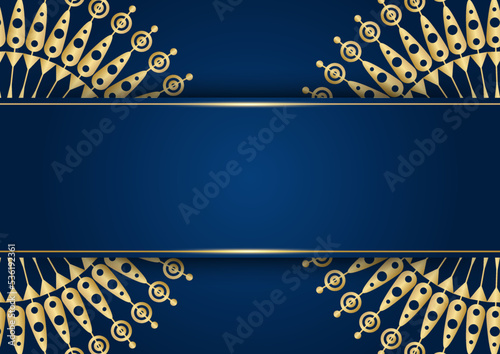 Gold and blue ornamental mandala background