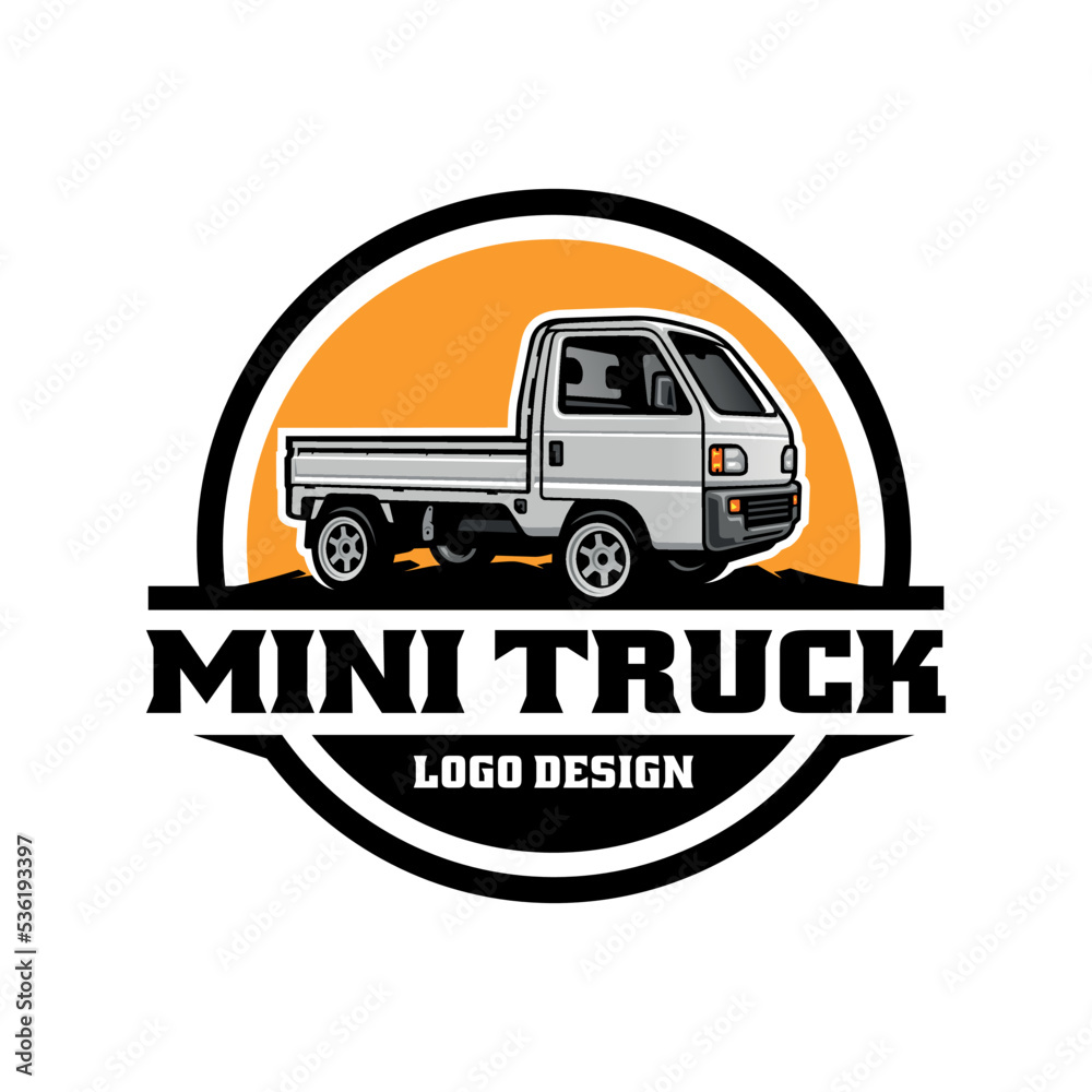 japan mini truck illustration logo vector - obrazy, fototapety, plakaty 