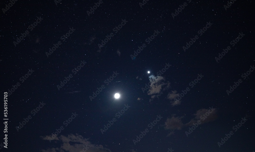 Starry sky and moon