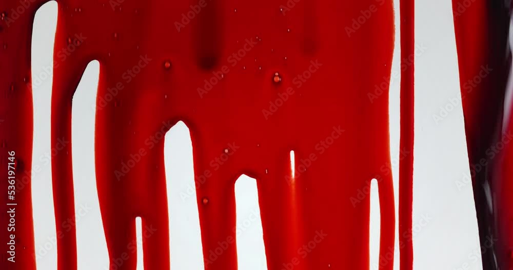 Streaks of blood pouring on a white surface
