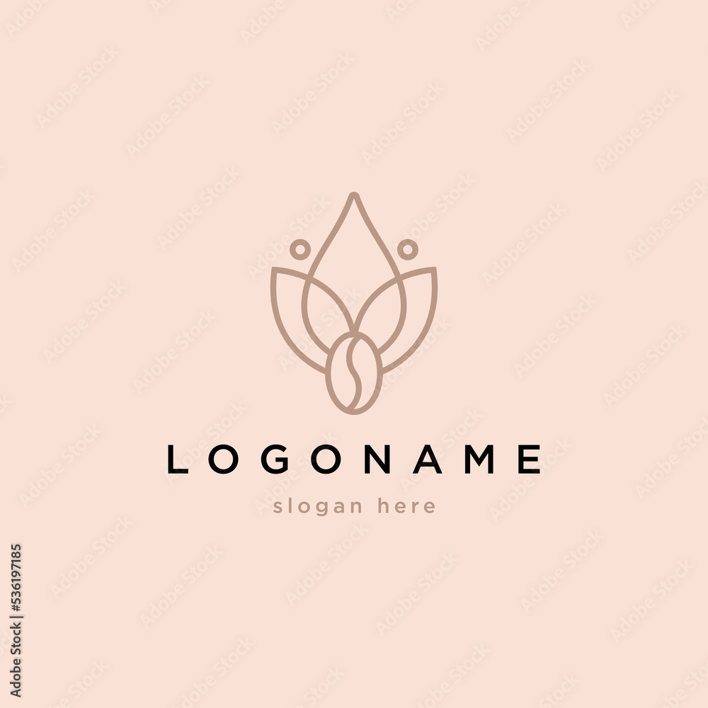 Beauty Flower Coffee Logo Design Premium Concept