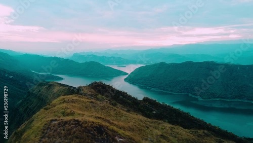 Aerial view appreciating all the dam of prado tolima colombia. inland sea of the country. concept epic shot and vacations.