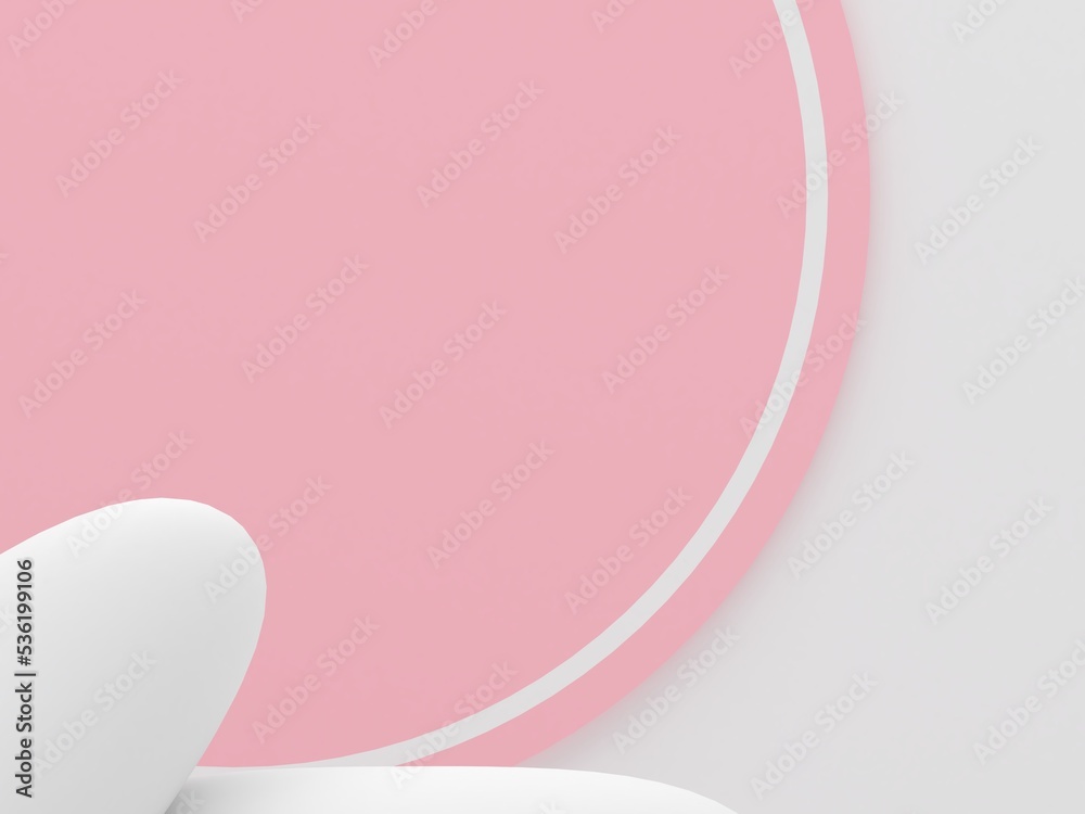 white stone podium products display minimal mockup 3d render. front view white room pink circle background podium shape nature. stand show cosmetic product. Stage showcase on pedestal podium.