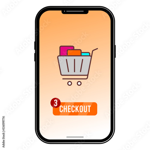 Illustration and clip art of online shopping check out. Suitable for e-commerce, online shop ads, banners, and websites. Transparent background.