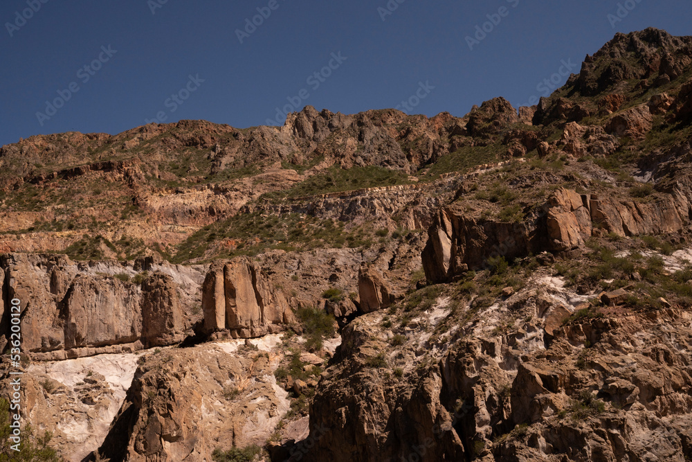 Geology. View of the rocky and sandstone mountains in the desert.	