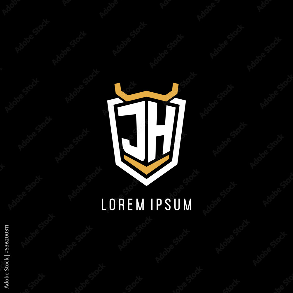Initial JH geometric shield esport logo monogram design style Stock ...
