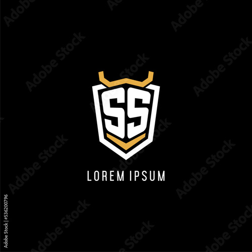 Initial SS geometric shield esport logo monogram design style
