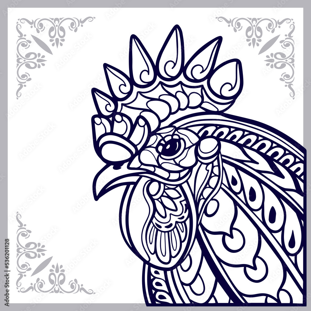 Rooster mandala arts isolated on white background