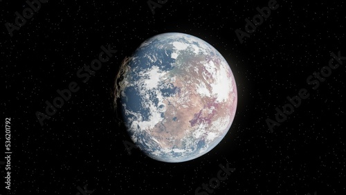 A 3D illustration of an exoplanet. 