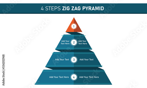 4 steps Pyramid infographic template with list and icons. Vector layout for presentation, banner, brochure, flyer, report.