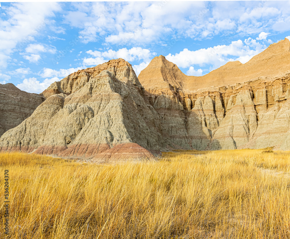 Eroded Formations Along The Badlands Loop Road, Badlands National Park, South Dakota, USA