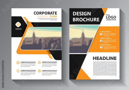 Business abstract vector template. Brochure design, cover modern layout, annual report, poster, flyer in A4 with colorful triangles, geometric shapes for tech, science, market with light background